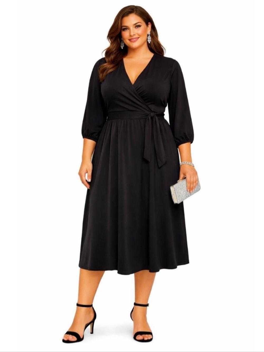 Torrid Classic Faux Wrap Midi Dress in Black 2x